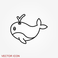 Whale vector icon. Underwater. Animal symbol isolated on background.