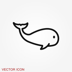 Whale vector icon. Underwater. Animal symbol isolated on background.