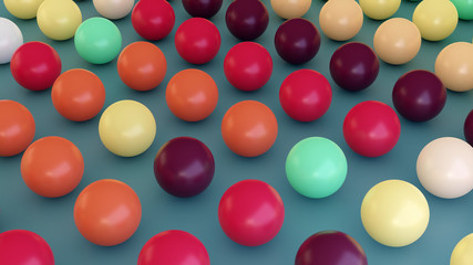 High quality trendy Colorful glossy marbles balls on faded blue background. For 3d illustration and other artistic concepts.