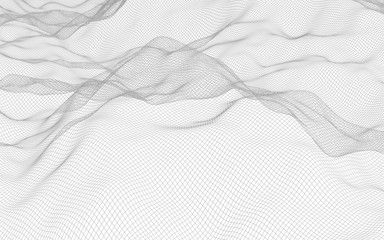 Abstract landscape on a white background. Cyberspace grid. hi tech network. 3d illustration