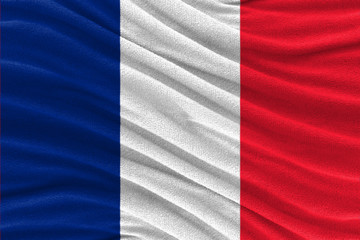 Fabric wavy texture national flag of France.