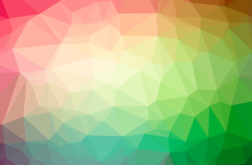 Illustration of abstract Green, Pink, Red horizontal low poly background. Beautiful polygon design pattern.