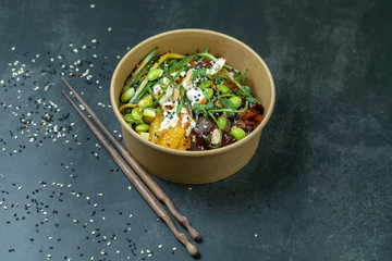 Traditional Hawaiian Poke with vegetables