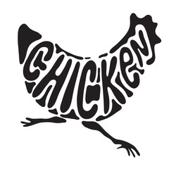 Chicken logo labels Illustration. Stylized Silhouette Style Single Isolated Black Set Vector illustration.