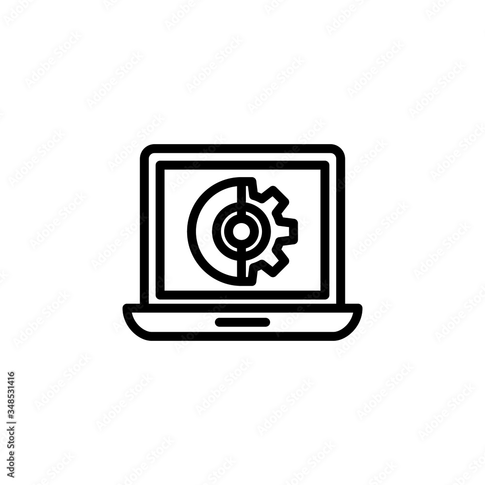 Poster software icon vector in linear, outline icon isolated on white background