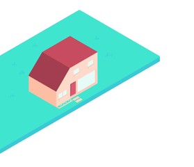 little house style 3d on a white background