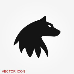 Wolf vector icon. Animal symbol isolated on background.