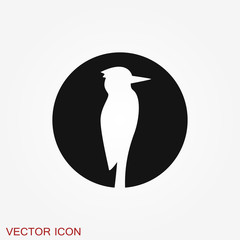 Woodpecker vector icon. Bird symbol isolated on background.