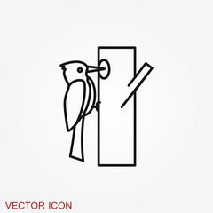 Woodpecker vector icon. Bird symbol isolated on background.