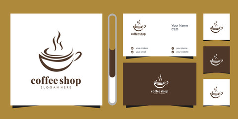 coffee shop logo design vector and business card