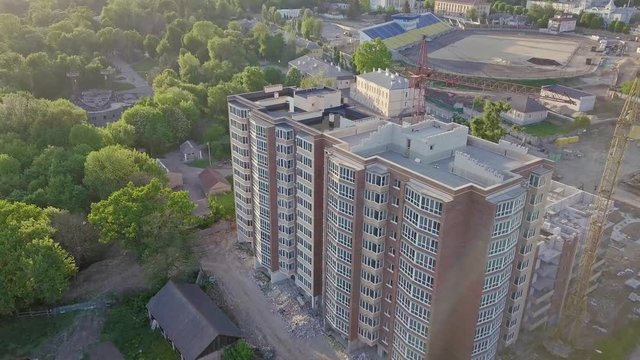 Aerial view of roof checking with plenty of water