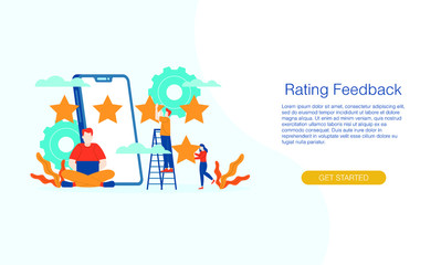 Rating feedback mobile app vector illustration concept template background can be use for presentation web banner UI UX landing page