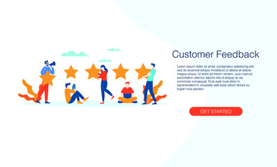 Customer feedback vector illustration concept template background can be use for presentation web banner UI UX landing page 