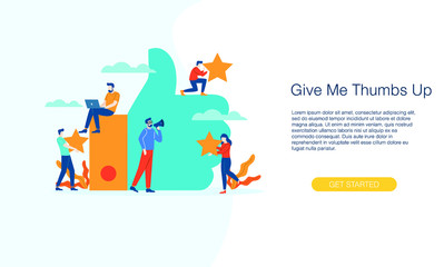 Give me thumbs up vector illustration concept template background can be use for presentation web banner UI UX landing page