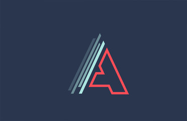 blue red A alphabet letter logo icon for company and business with line design