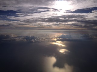 Ocean, horizon, clouds and ray