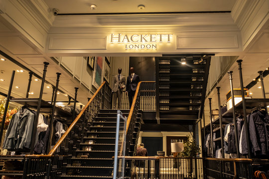 London- Hackett store on Regent Street, a luxury London fashion brand 