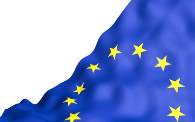 Slightly waving flag of the European Union isolated on white background, 3D rendering. Symbol of Europe. 3D illustration