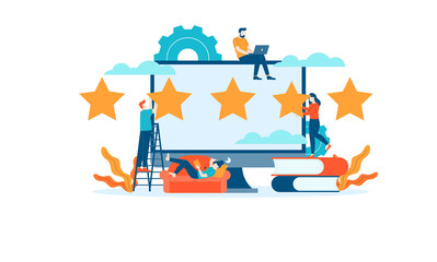 Computer internet Star Review rating people give feedback flat illustration