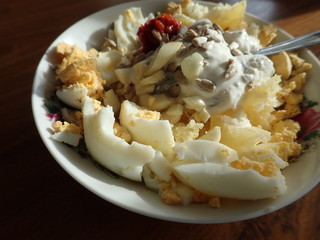 salty egg salad in a bowl