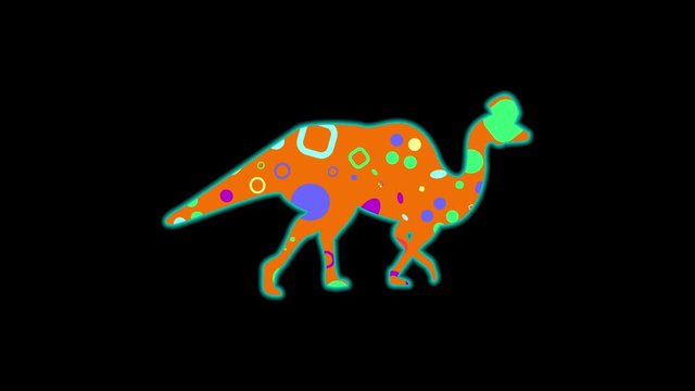 Corythosaurus icon. Color animation on black background