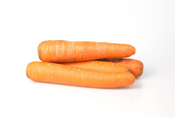 Carrots isolated on white background. Full depth of field