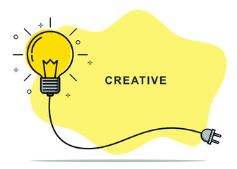 Badge sign template light bulb empty copy space. Concept creative idea and innovation. Vector illustration