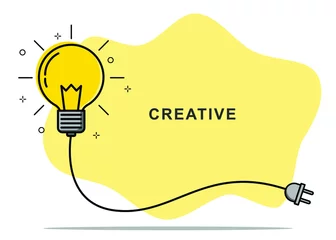 Foto op Plexiglas Badge sign template light bulb empty copy space. Concept creative idea and innovation. Vector illustration © Monster Ztudio