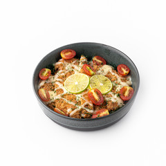 fried chicken with vegetables salad