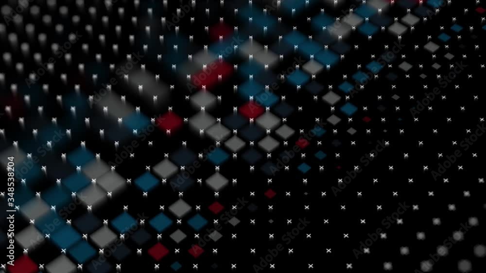 Poster abstract mosiac motion, geometric pattern. animation. colorful squares and tiny crosses appear in ma