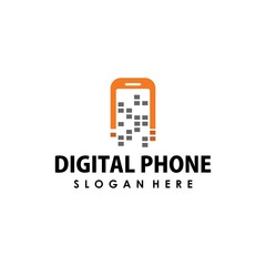 modern digital phone company logo design