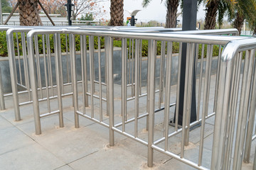 Chrome Metal Guard Rail At A Park