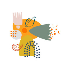 Vector abstract shapes hand-drawn. Modern minimalist art, elements of linear art, stylish trend colors. Textile design, print for t-shirts, cards, business cards, mood boards and calendars