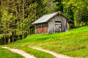 hut at the european alps