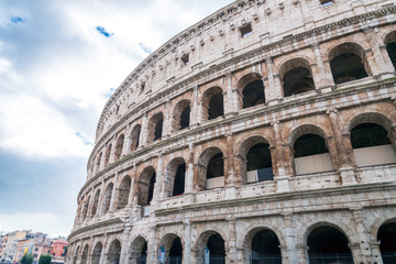 Fototapeta premium ROME, ITALY - January 17, 2019: Roman amphitheatres in Rome, circular or oval open-air venues with raised seating built by the Ancient Romans, Rome, ITALY