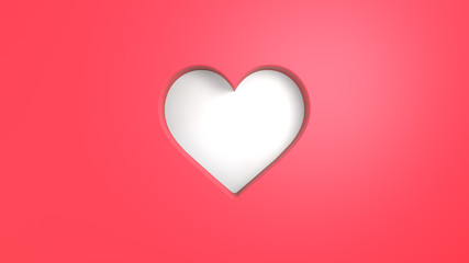 White Heart Shape on a red / pink background