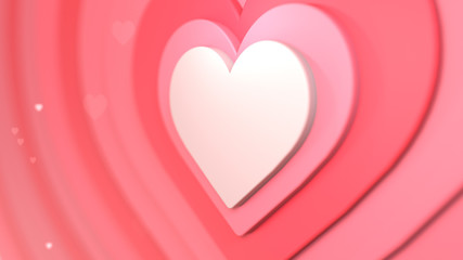 White Heart Shape on a red / pink background with multiple hearts