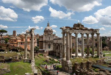 Fototapeta na wymiar roman forum the heart of ancient roman empire temple of antoninus pius