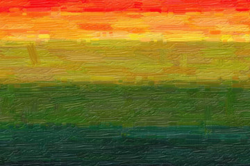 Green, yellow and red lines Bristle Brush abstract paint background.