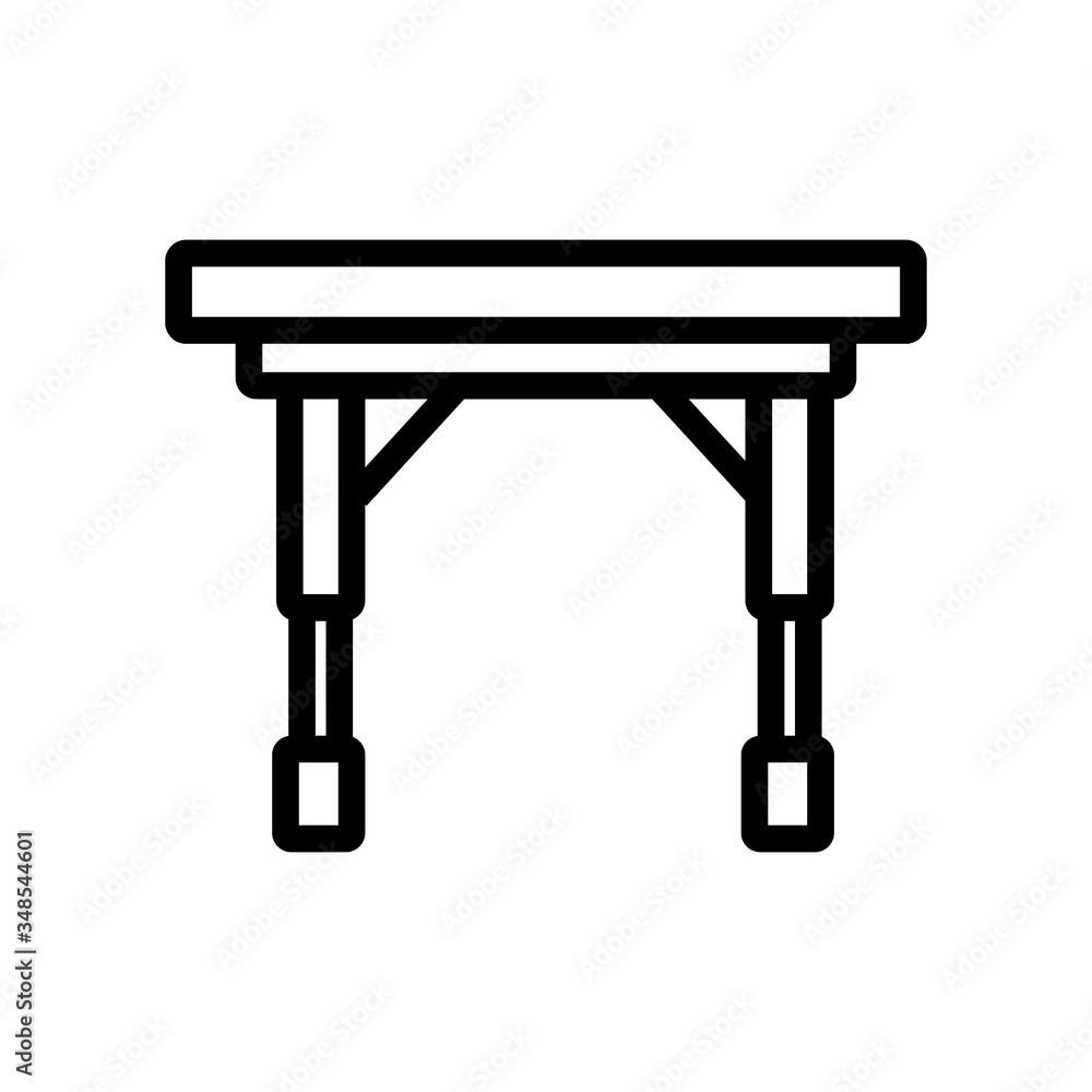 Poster portable on casters folding table icon vector. portable on casters folding table sign. isolated cont