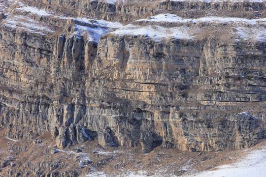 Azerbaijan. Beautiful snow-capped mountains. Kusar district.