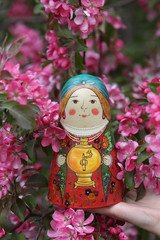 Matryoshka. Nested doll. Russian traditional handicraft. Wooden nesting toy: vintage matryoshka....