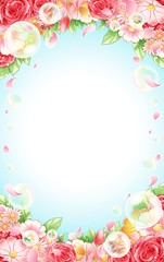 花　フレーム　シャボン玉