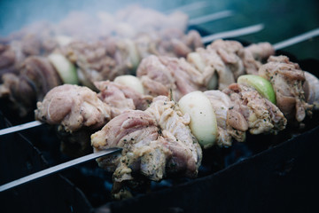 Juicy fresh meat to roast on hot coals