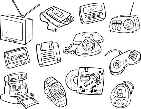 Vintage Stuff Icons collage Black and White