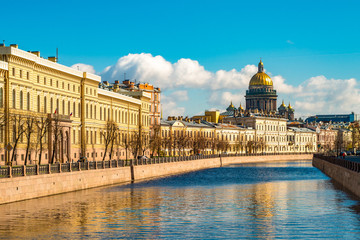 Saint Isaac Cathedral across Moyka river, Saint Petersburg, Russia
