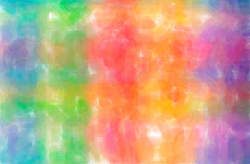 Abstract illustration of blue, green, orange, purple, red, yellow Watercolor background