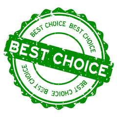 Grunge green best choice word round rubber seal stamp on white background