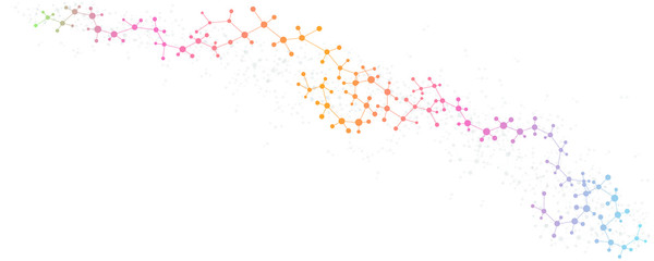 Abstract structure molecule and dna, atom, neurons. Scientific concept for your design. Connected lines with dots. Medical, technology, chemistry, science background. Vector illustration.