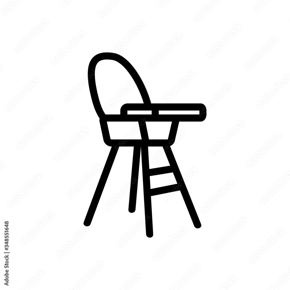 Poster chair for feeding with table-top and with round back side view icon vector. chair for feeding with t